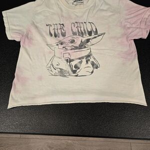 Star Wars The Child Women's Crop Top  Pink & White Size S